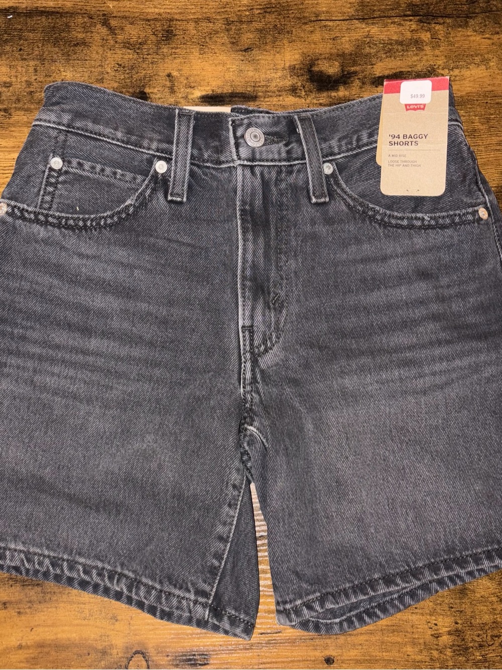 Levi's Black Washed Baggy High-Rise Jean Shorts